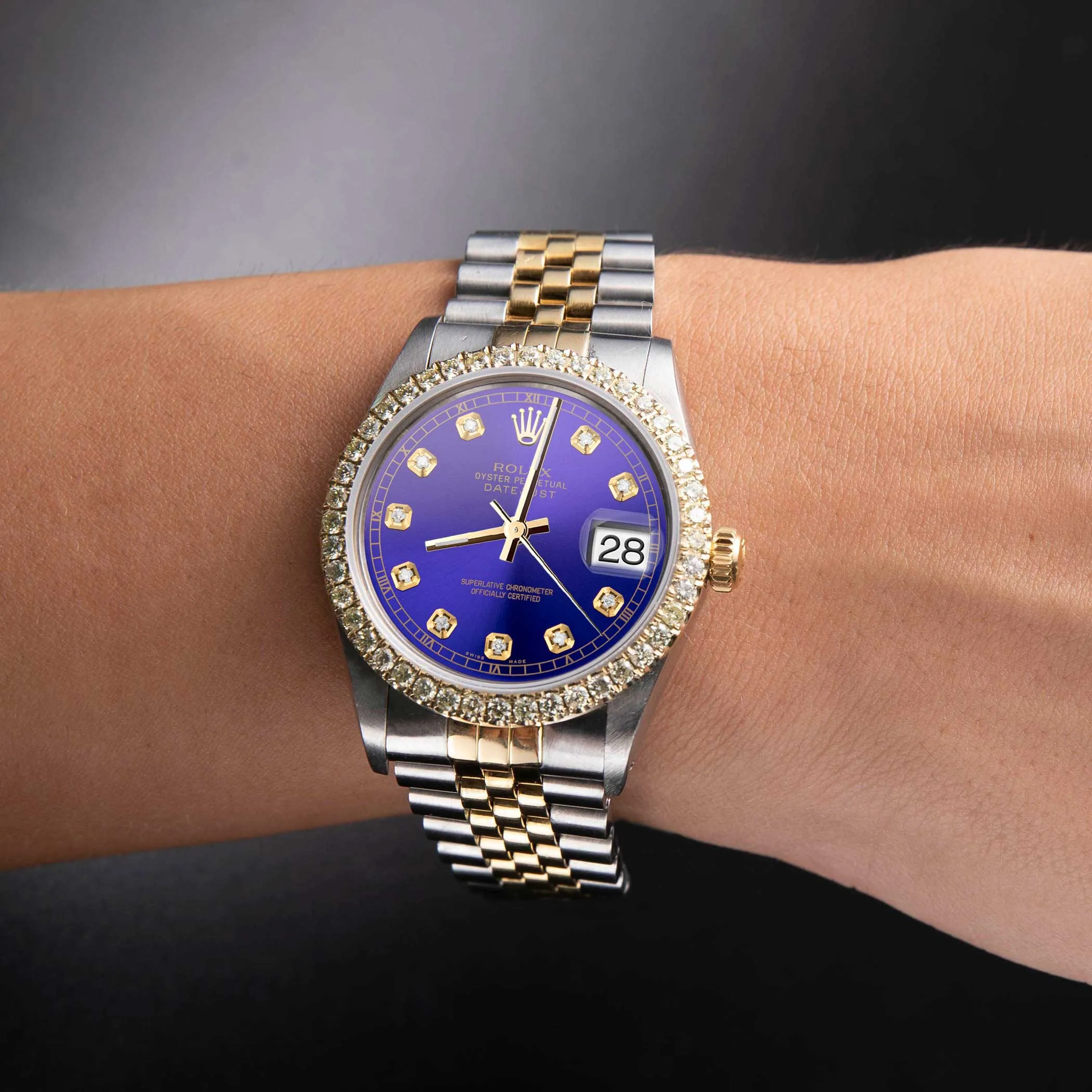 Rolex Datejust Diamond Bezel Watch 36mm Midnight Blue Dial | 2.10ct