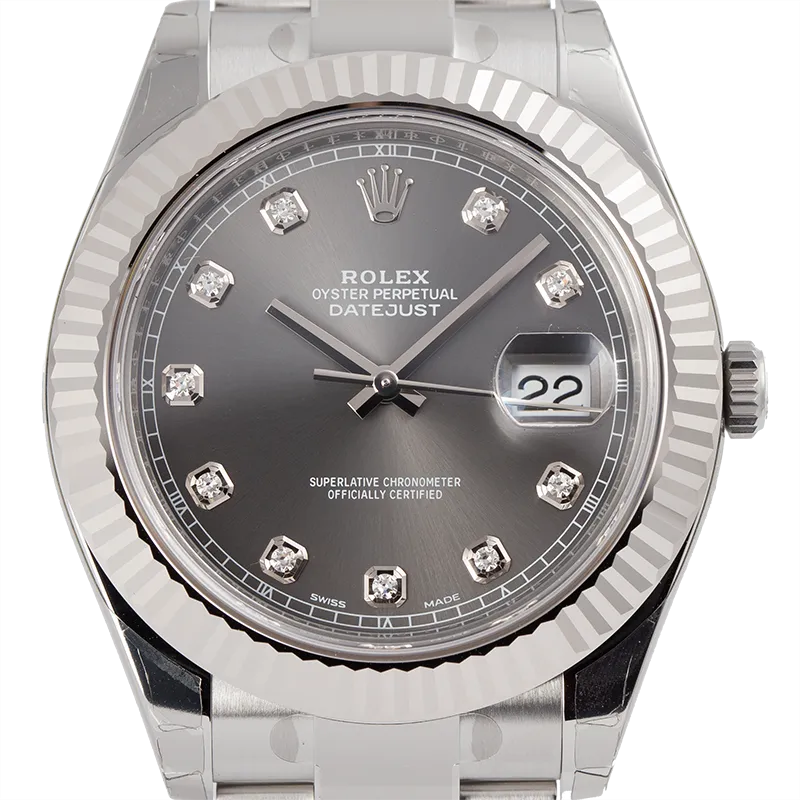 Rolex DateJust II Steel and White Gold Dark Rhodium/Diamonds Oyster 116334