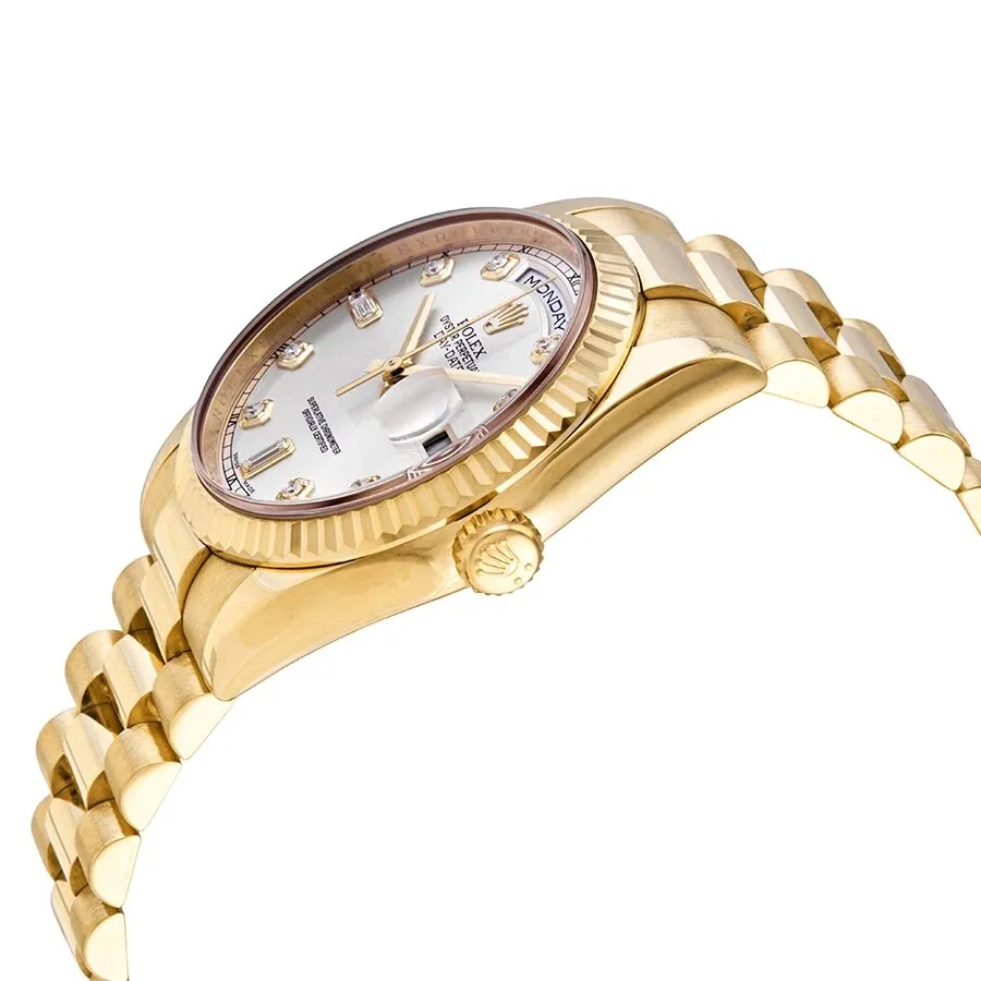 Rolex Day-Date Silver Dial 18K Yellow Gold President Automatic Men's Watch 118238SDP