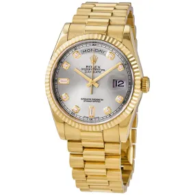 Rolex Day-Date Silver Dial 18K Yellow Gold President Automatic Men's Watch 118238SDP
