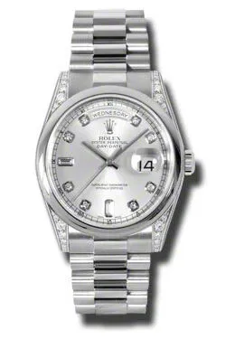 Rolex Day-Date Silver Dial Platinum President Automatic Men's Watch 118296SDP
