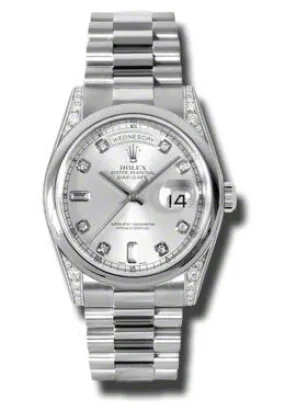 Rolex Day-Date Silver Dial Platinum President Automatic Men's Watch 118296SDP