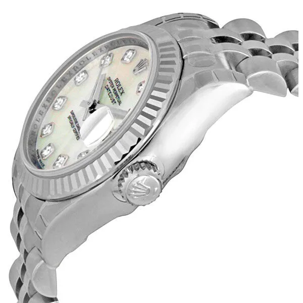 Rolex Lady Datejust 26 White Mother of Pearl with 10 Diamonds Dial Stainless Steel Jubilee Bracelet Automatic Watch 179174MDJ 179174-MDJ