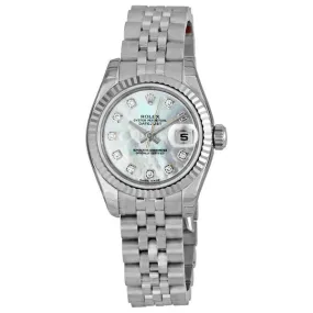 Rolex Lady Datejust 26 White Mother of Pearl with 10 Diamonds Dial Stainless Steel Jubilee Bracelet Automatic Watch 179174MDJ 179174-MDJ