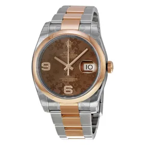Rolex Oyster Perpetual Datejust 36 Brown Floral Dial Stainless Steel and 18K Everose Gold Bracelet Automatic Ladies Watch 116201BRFDAO