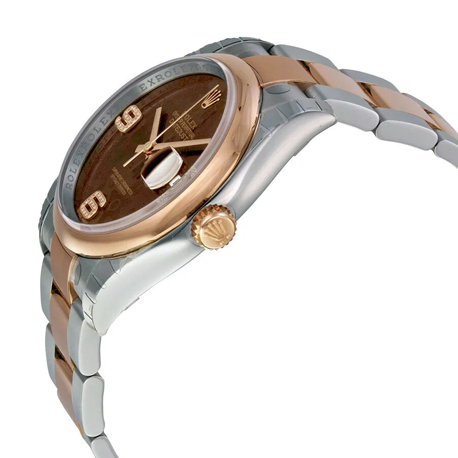 Rolex Oyster Perpetual Datejust 36 Brown Floral Dial Stainless Steel and 18K Everose Gold Bracelet Automatic Ladies Watch 116201BRFDAO