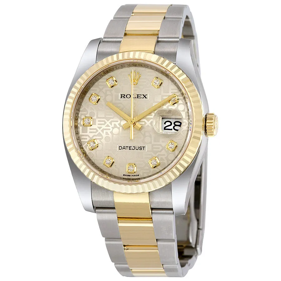 Rolex Oyster Perpetual Datejust 36 Silver Dial Stainless Steel and 18K Yellow Gold Bracelet Automatic Men's Watch 116233SJDO