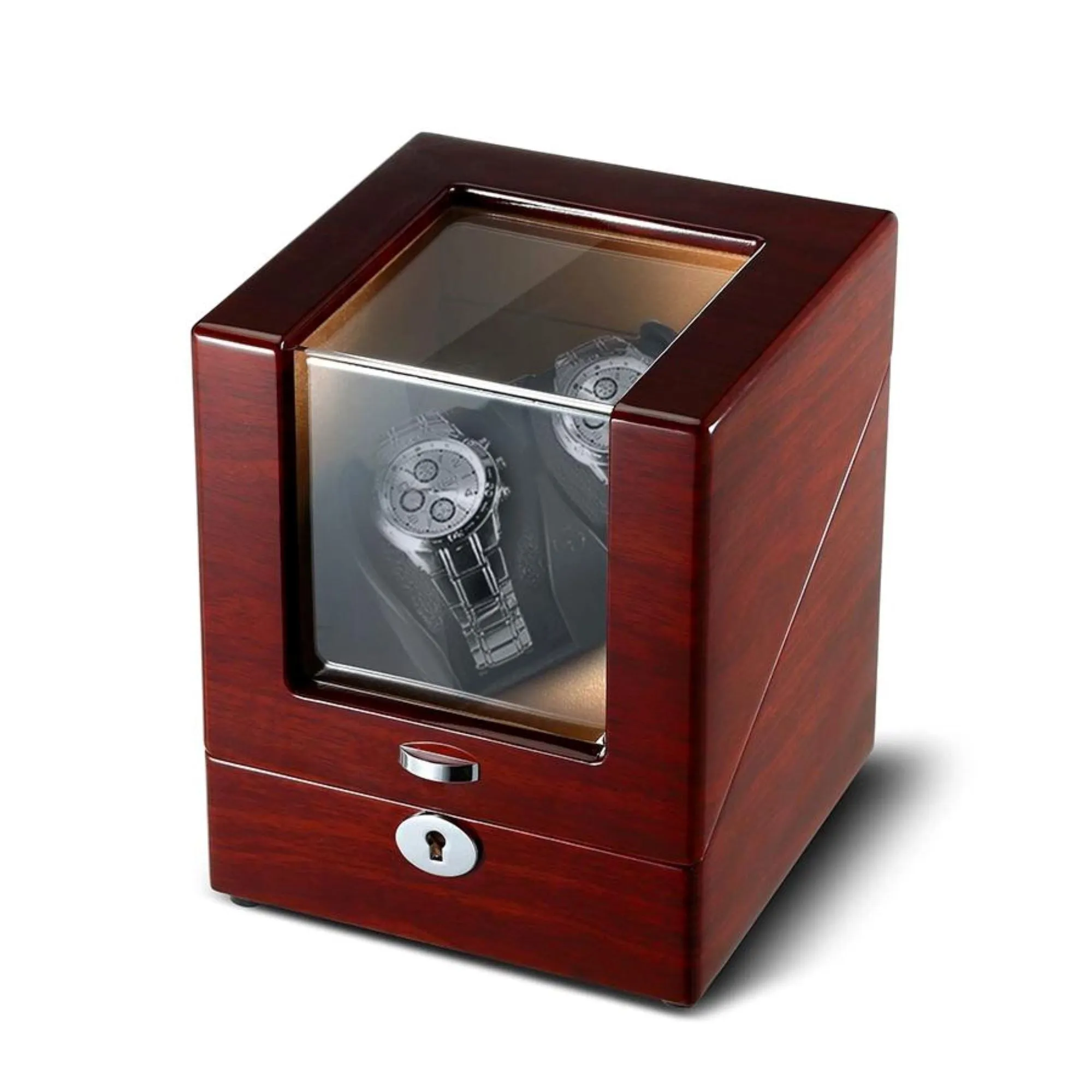 Seconds - Lindeman Mahogany Watch Winder Box for 2 Watches (Single Rotor) (a)