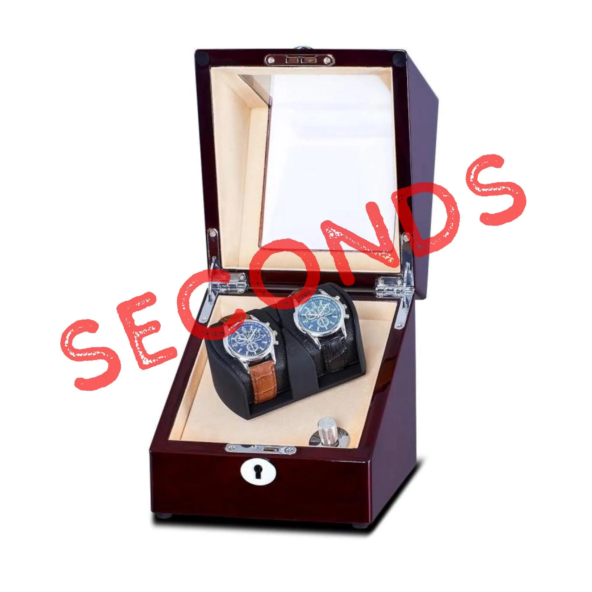 Seconds - Lindeman Mahogany Watch Winder Box for 2 Watches (Single Rotor) (a)