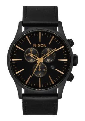 Sentry Chrono Leather - Matte Black / Gold / Black