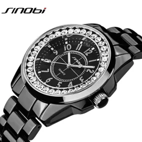 Sinobi luxury Dress Brand Fashion Watch Woman Ladies Gold Diamond relogio feminino Dress Clock female relojes mujer 2017 New