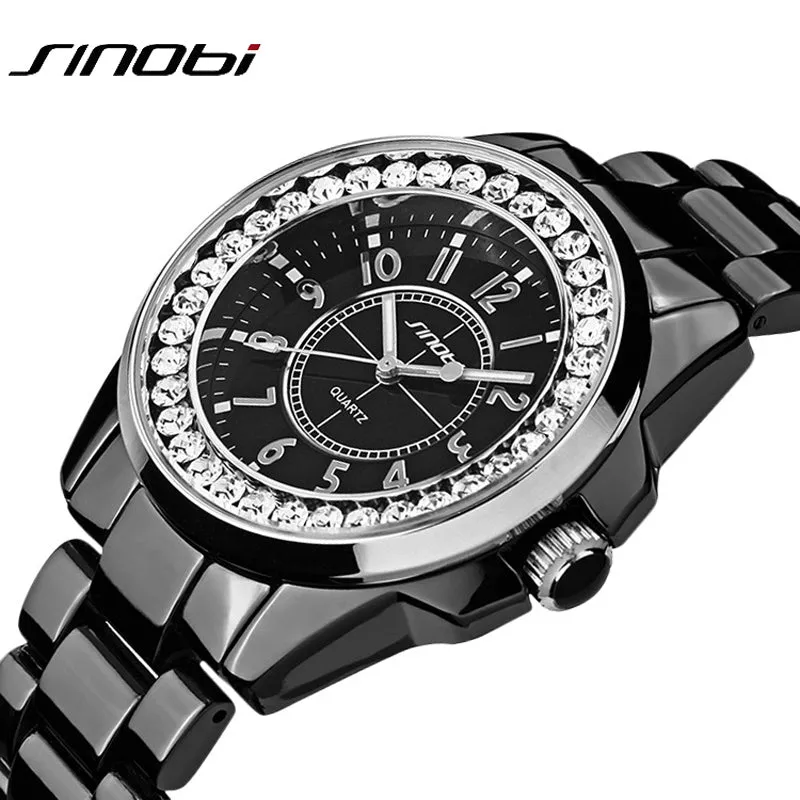 Sinobi luxury Dress Brand Fashion Watch Woman Ladies Gold Diamond relogio feminino Dress Clock female relojes mujer 2017 New