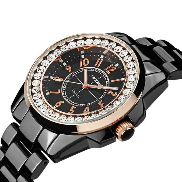 Sinobi luxury Dress Brand Fashion Watch Woman Ladies Gold Diamond relogio feminino Dress Clock female relojes mujer 2017 New