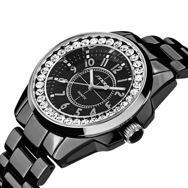 Sinobi luxury Dress Brand Fashion Watch Woman Ladies Gold Diamond relogio feminino Dress Clock female relojes mujer 2017 New