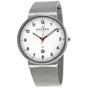Skagen White Dial Stainless Steel Mesh Men's Watch SKW6025
