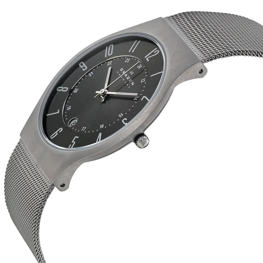 SkagenTitanium Gunmetal Dial Stainless Steel Mesh Men's Watch 233XLTTM
