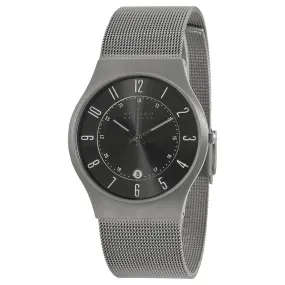 SkagenTitanium Gunmetal Dial Stainless Steel Mesh Men's Watch 233XLTTM