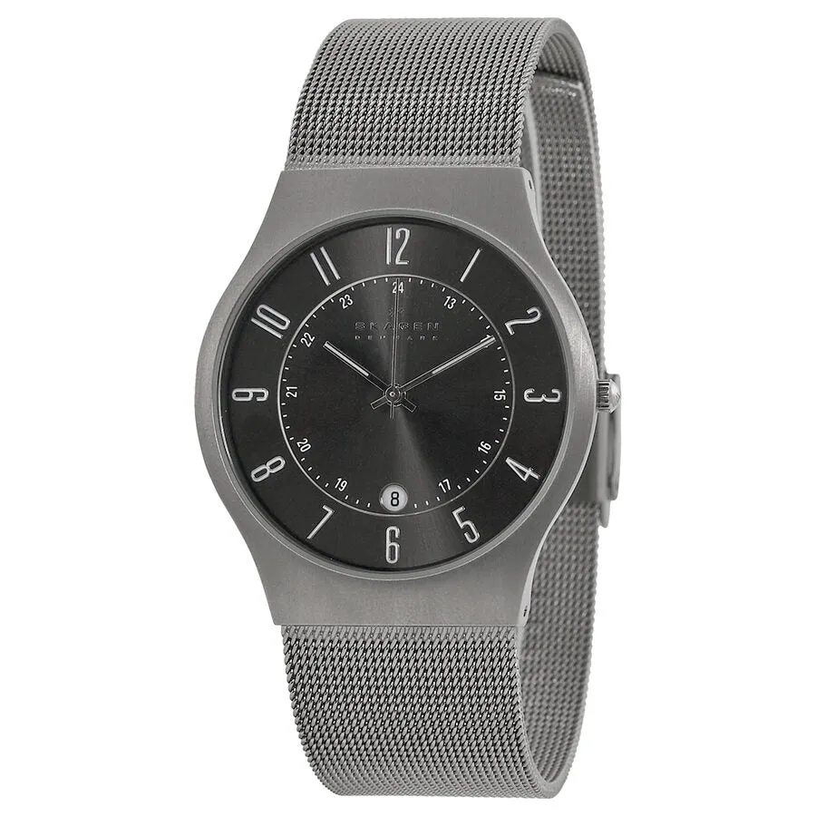 SkagenTitanium Gunmetal Dial Stainless Steel Mesh Men's Watch 233XLTTM