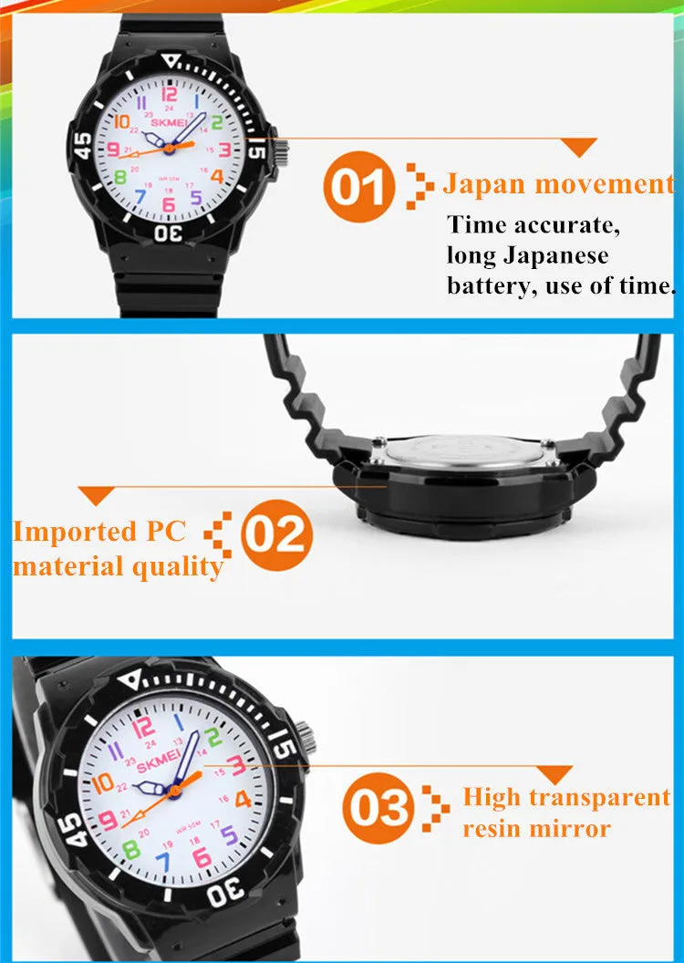 Skmei Children Watch Fashion Casual Watches Quartz Wristwatches Waterproof Jelly Kids Clock boys Hours girls Students Wristwatch