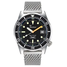 Squale 1521 Diver's Watch Black Dial Polished Case - Mesh Bracelet - LIKE NEW