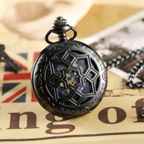 Steampunk Unisex Hollow Skeleton Hand Wind Mechanical Pocket FOB Watch