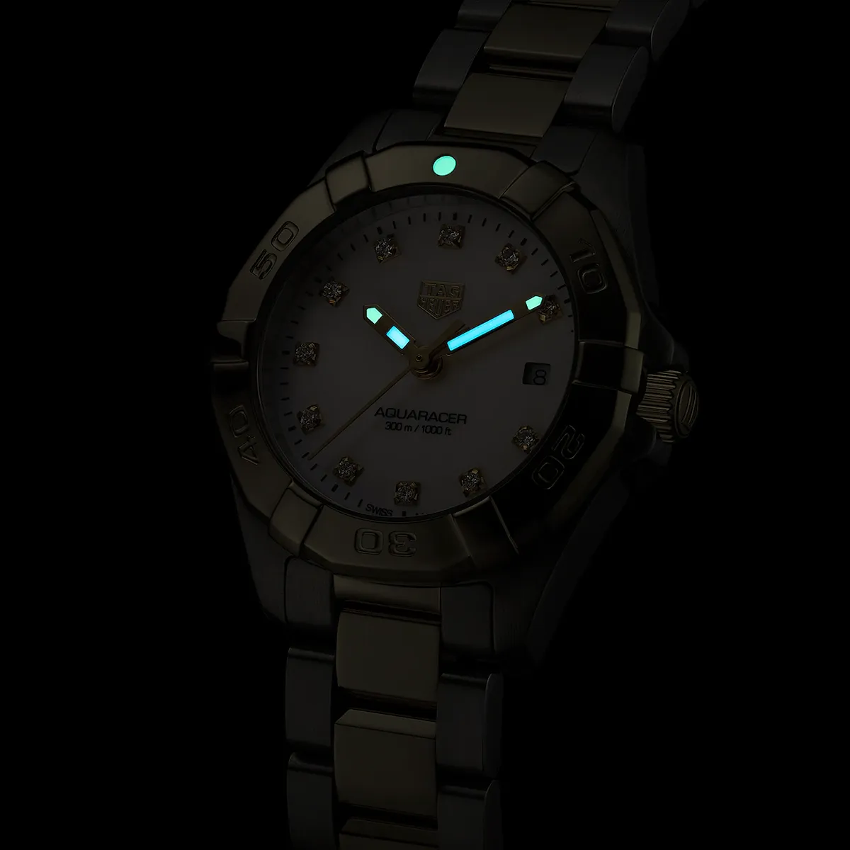 TAG Heuer Aquaracer 27mm Mother of Pearl Diamonds Dial Bi-Colour Quartz Ladies Watch