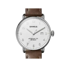 The Canfield Alabaster Dial Brown Leather Watch, 43mm S0120121829
