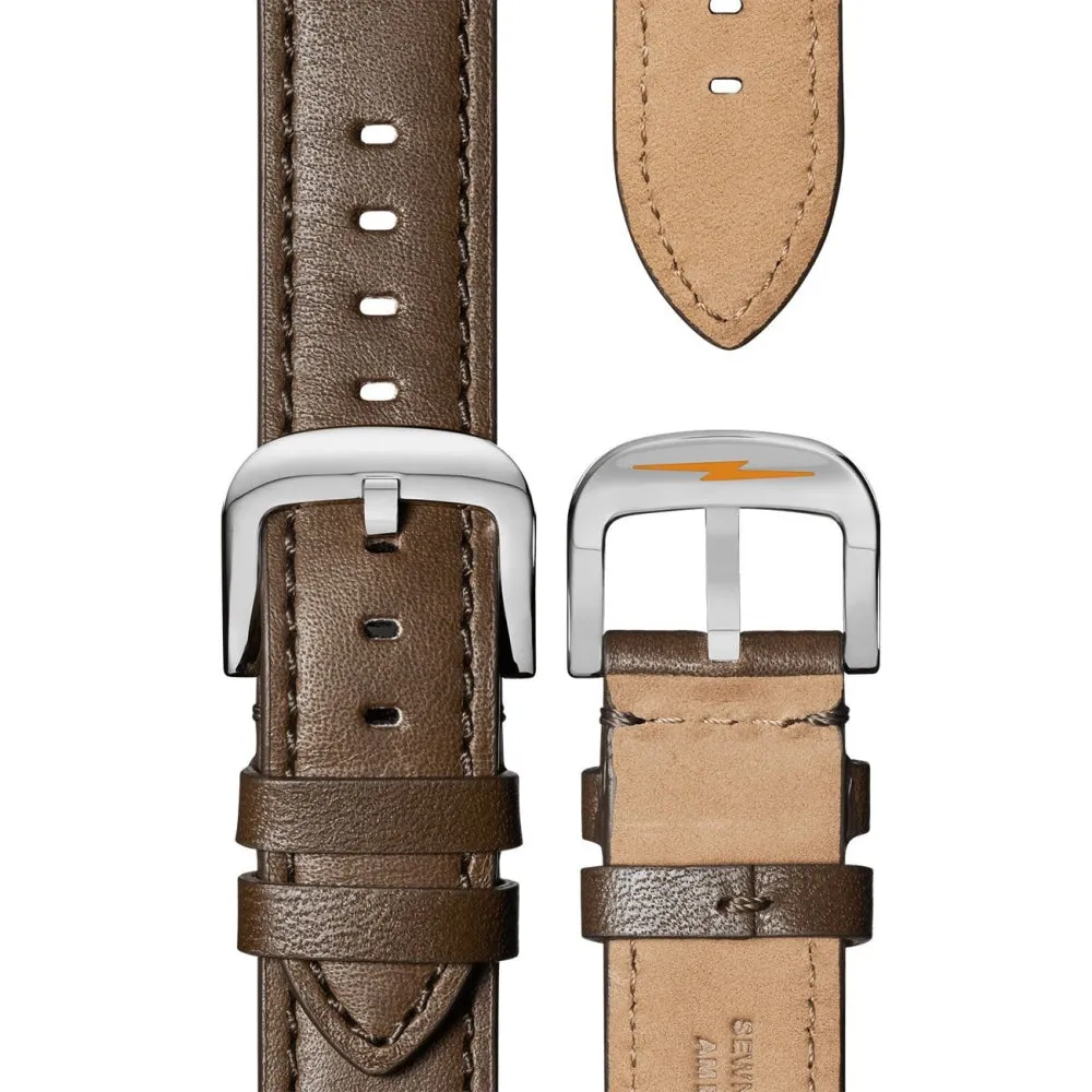 The Canfield Alabaster Dial Brown Leather Watch, 43mm S0120121829