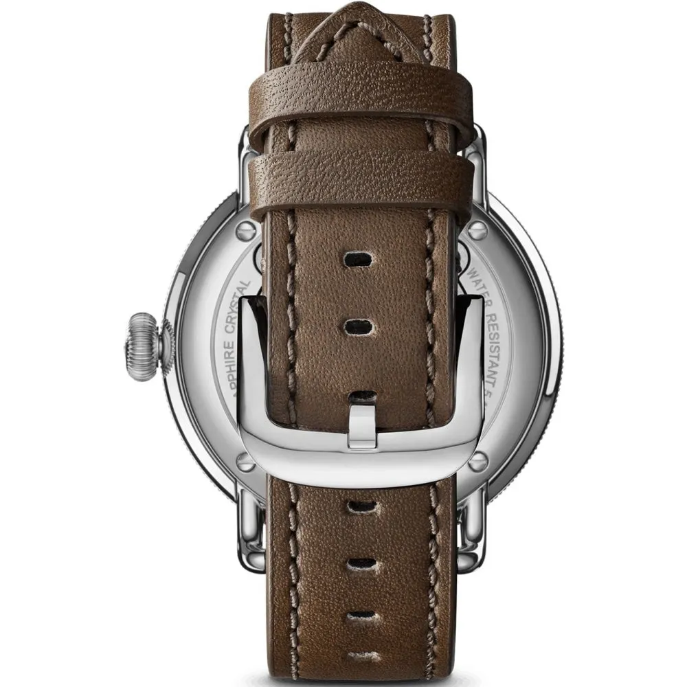 The Canfield Alabaster Dial Brown Leather Watch, 43mm S0120121829