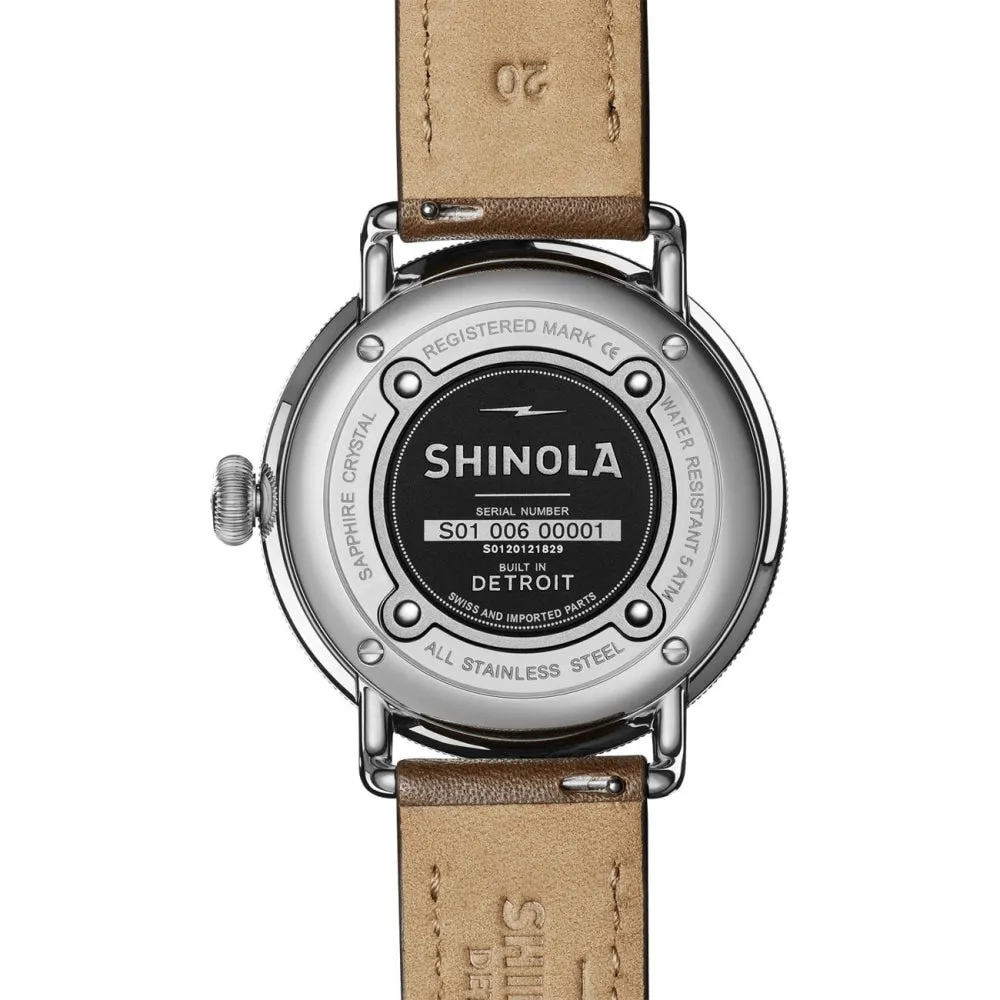 The Canfield Alabaster Dial Brown Leather Watch, 43mm S0120121829
