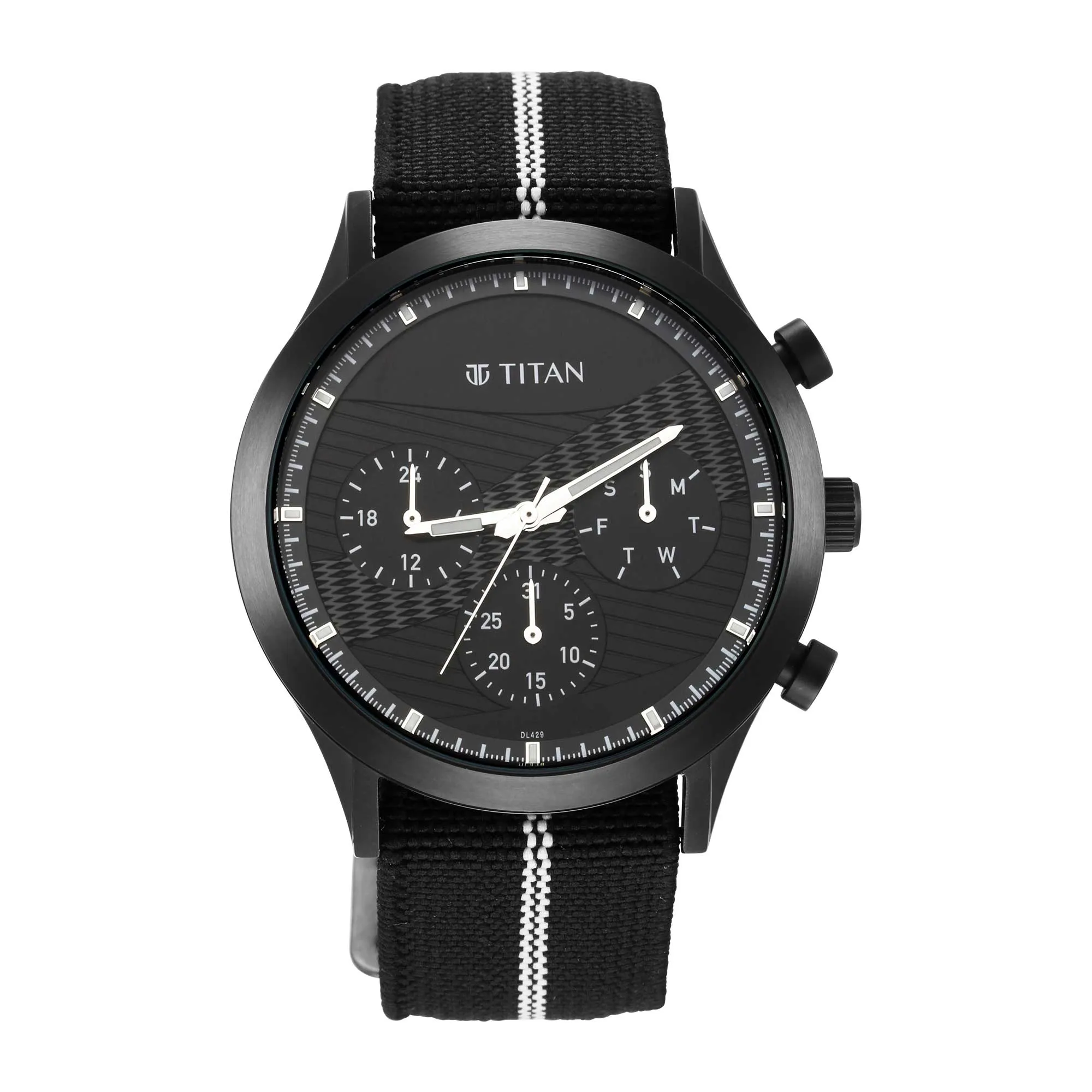 Titan Men's Watch Black Dial Multi Nylon Strap, 90129QP03