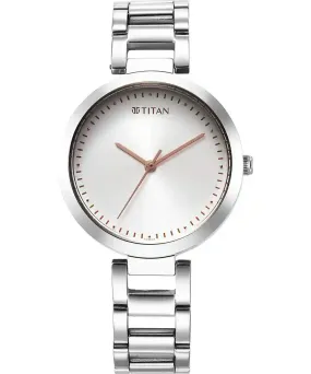 Titan Women's Watch Workwear Collection, Silver Dial Silver Stainless Steel Strap, 2480SM12