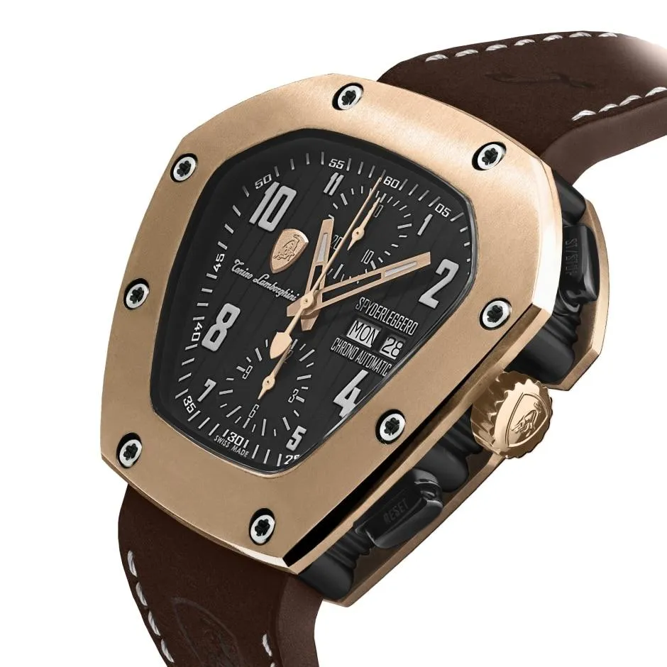 Tonino Lamborghini Spyderleggero Chronograph Watch Day Date IP Rose Gold TLF-T07-5