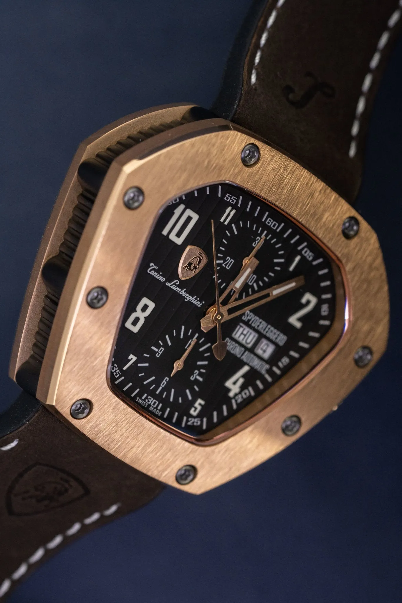 Tonino Lamborghini Spyderleggero Chronograph Watch Day Date IP Rose Gold TLF-T07-5
