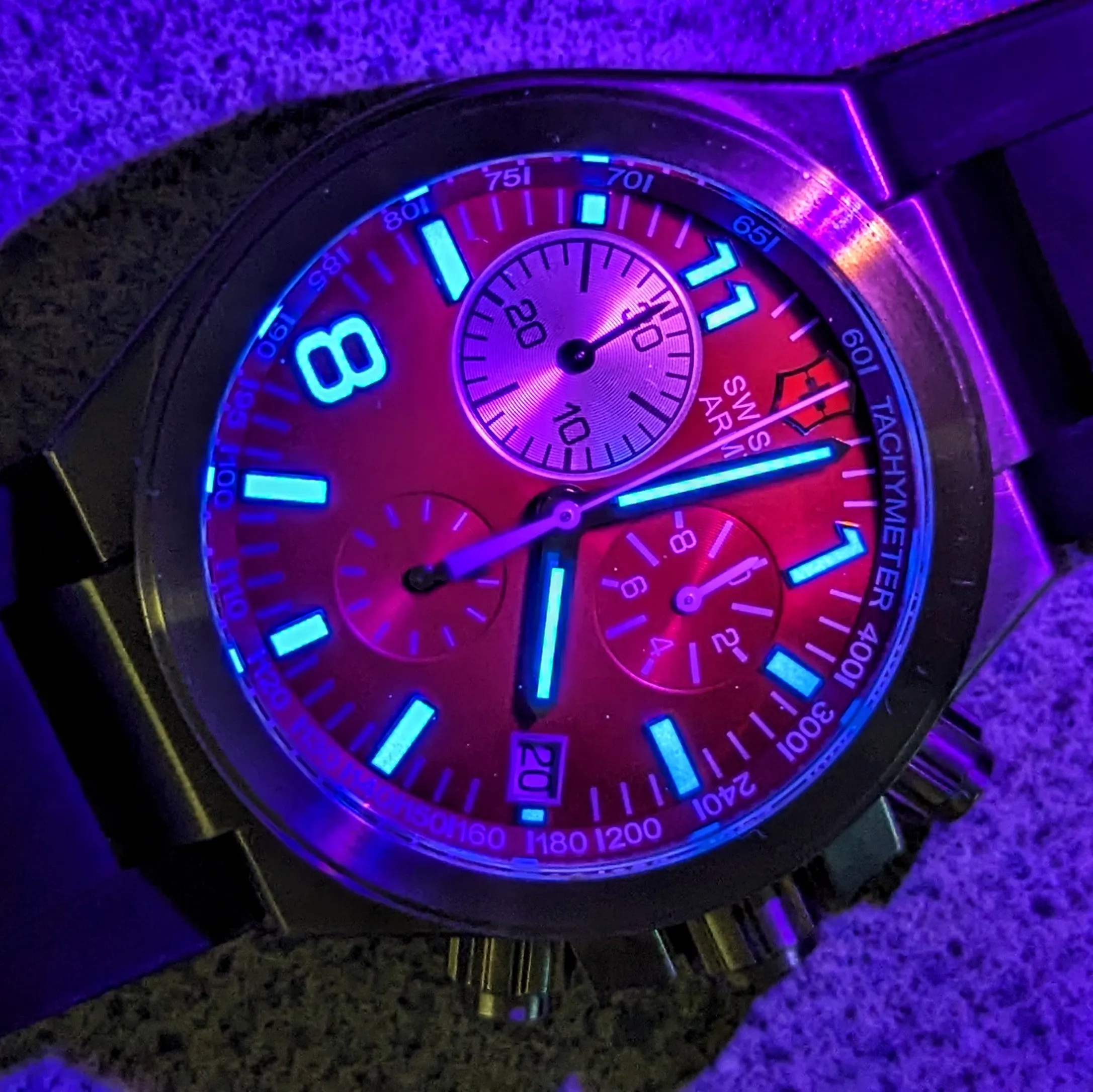 VICTORINOX Swiss Army Convoy Chronograph Watch Ref. 241159 Red Dial Stainless Steel Wristwatch