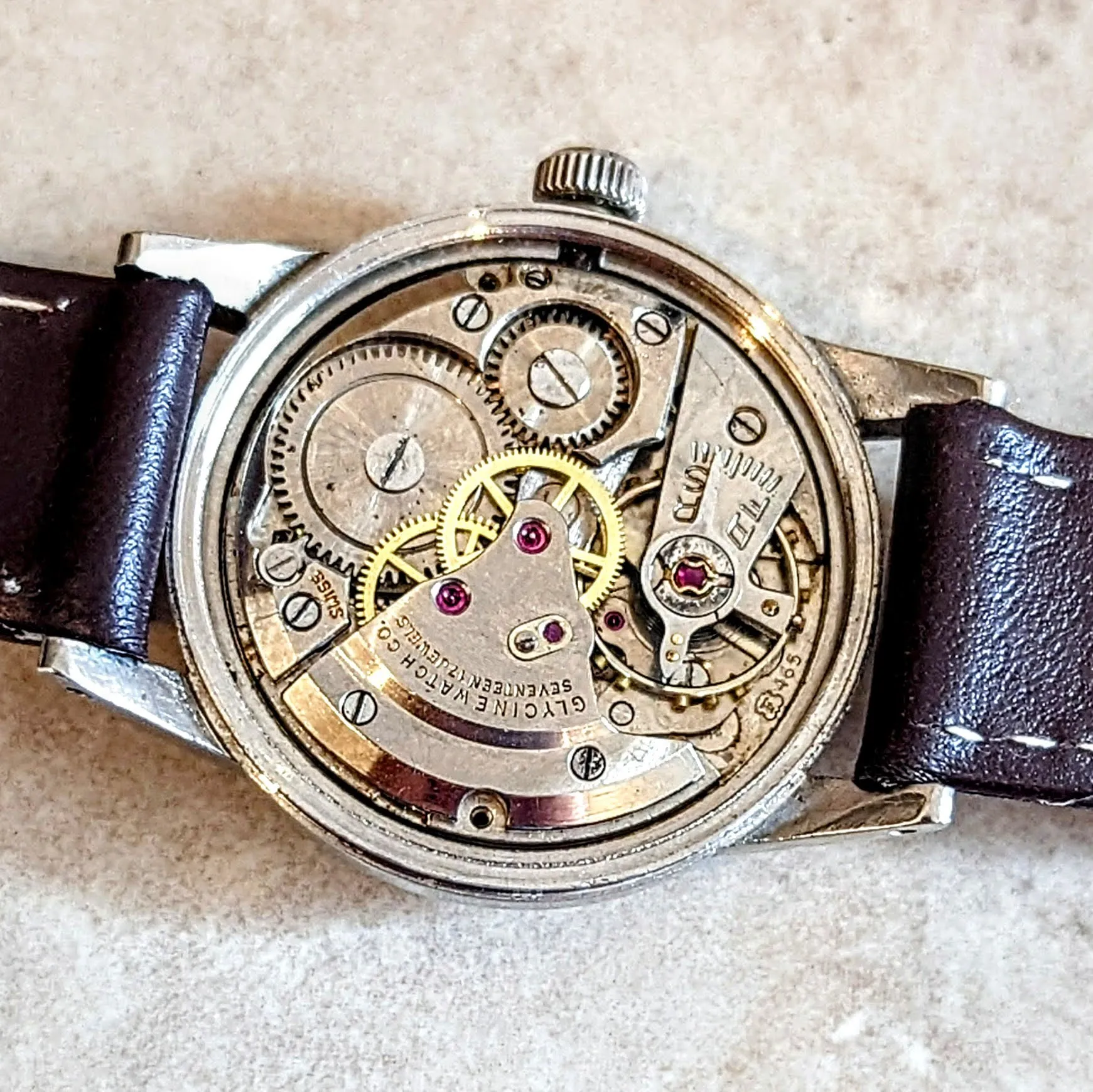 Vintage GLYCINE Doctors Watch Style 17 Jewels FELSA 465 Swiss Made Wristwatch