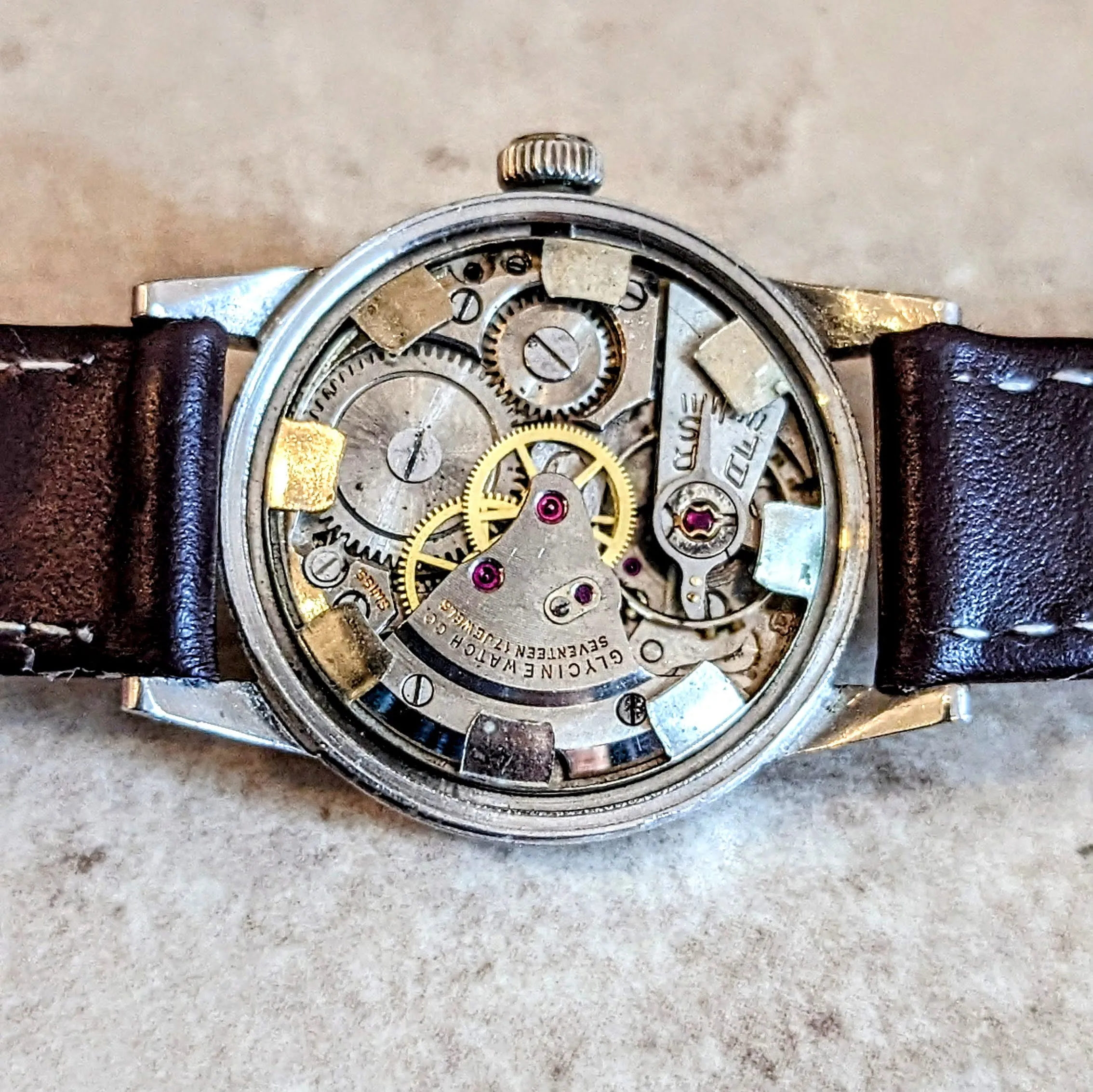 Vintage GLYCINE Doctors Watch Style 17 Jewels FELSA 465 Swiss Made Wristwatch