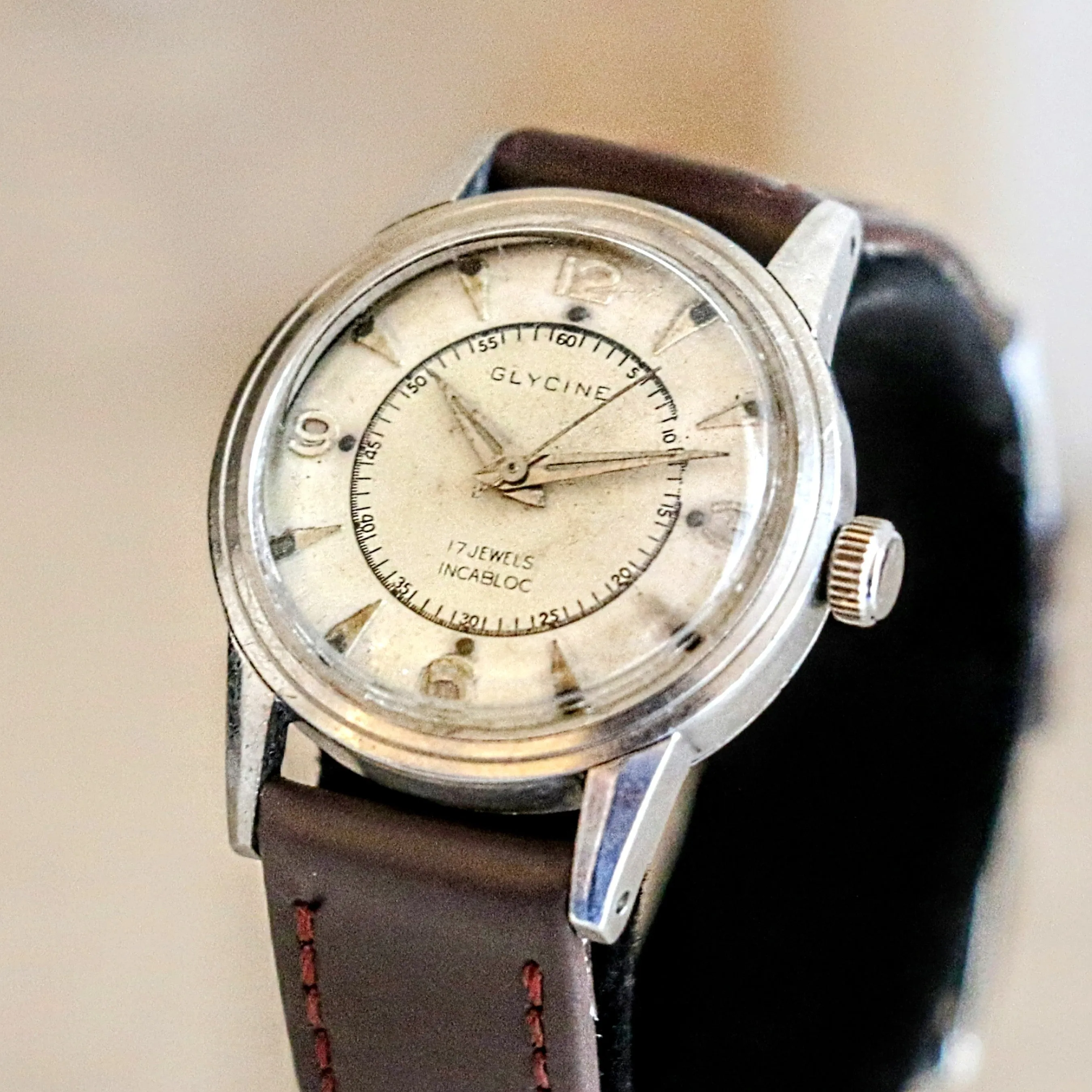 Vintage GLYCINE Doctors Watch Style 17 Jewels FELSA 465 Swiss Made Wristwatch