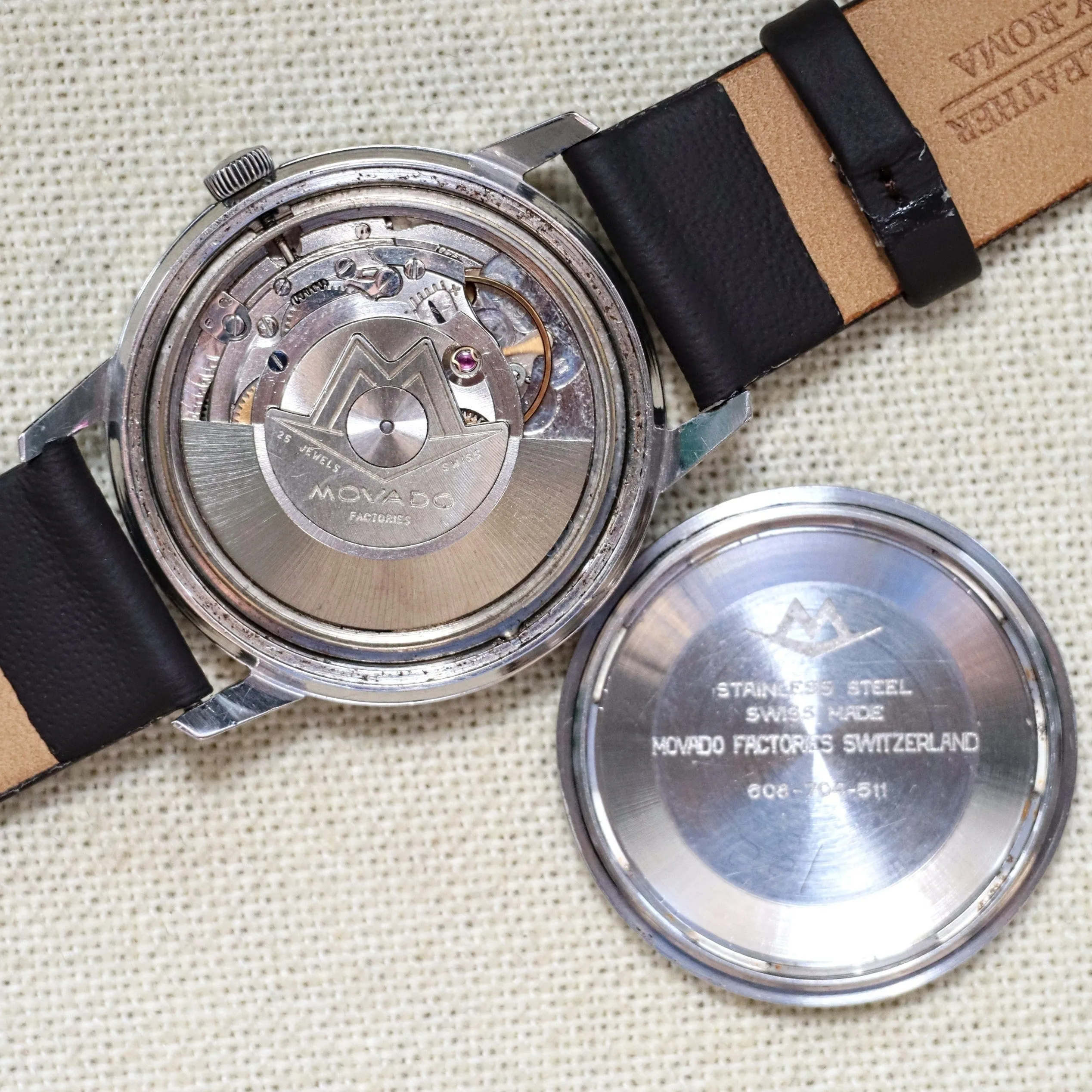 Vintage MOVADO Tempo-Matic Watch 25 Jewels Cal. 608 Sub-Sea Automatic Date Wristwatch