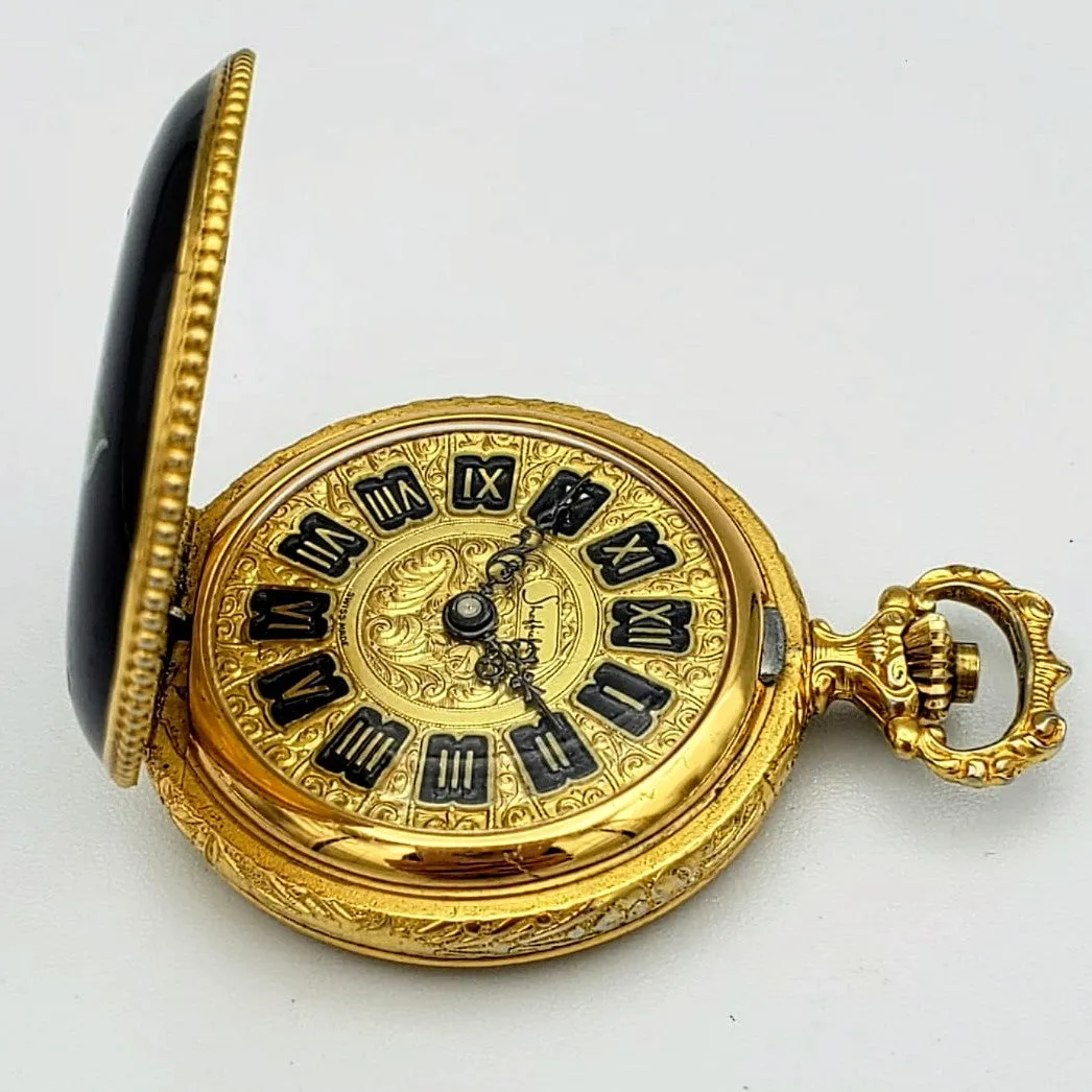 Vintage SHEFFIELD Ladies Pocket Watch Swiss Caliber EB 8800 Floral Enamel Case