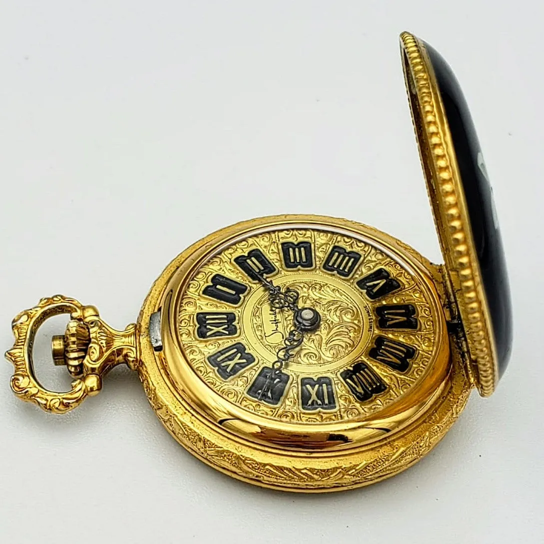 Vintage SHEFFIELD Ladies Pocket Watch Swiss Caliber EB 8800 Floral Enamel Case
