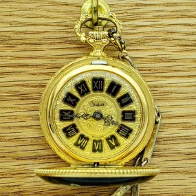 Vintage SHEFFIELD Ladies Pocket Watch Swiss Caliber EB 8800 Floral Enamel Case