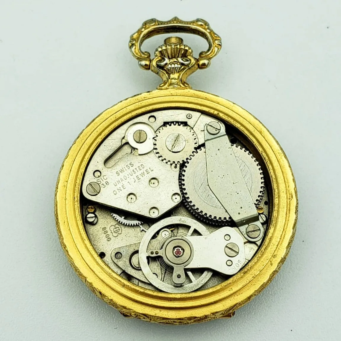 Vintage SHEFFIELD Ladies Pocket Watch Swiss Caliber EB 8800 Floral Enamel Case