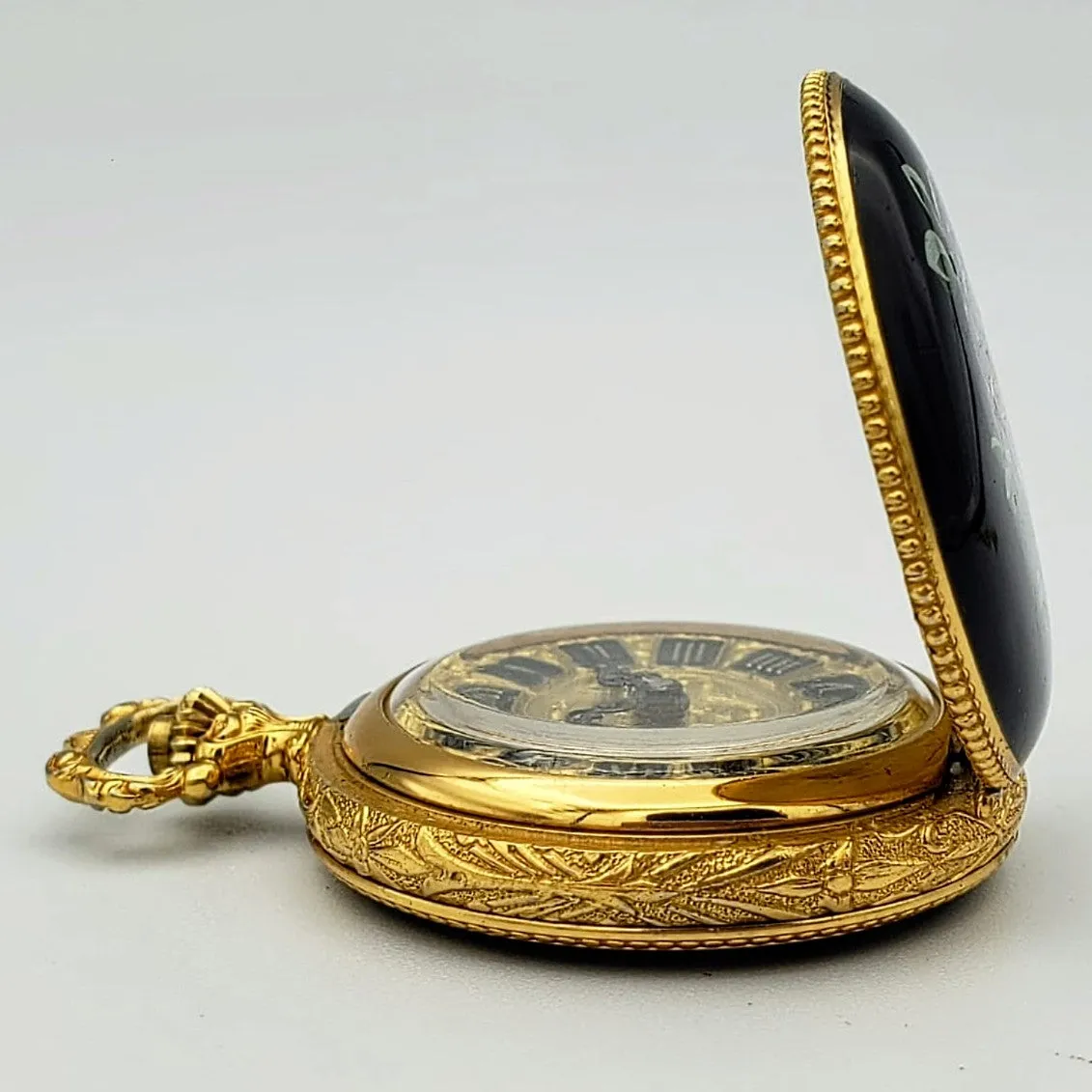 Vintage SHEFFIELD Ladies Pocket Watch Swiss Caliber EB 8800 Floral Enamel Case