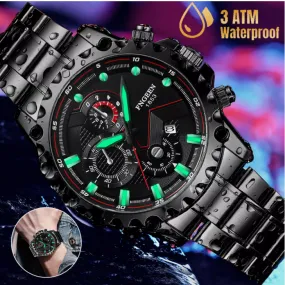 Waterproof Men's Watch Classic Stainless Steel Quartz Luminous Luxury Wristwatch