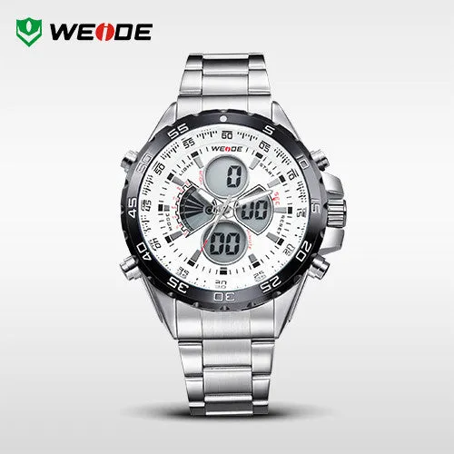 WEIDE Original Men Sports Watch Full Steel Quartz Military Watches Fashion Diver Waterproofed Brand New