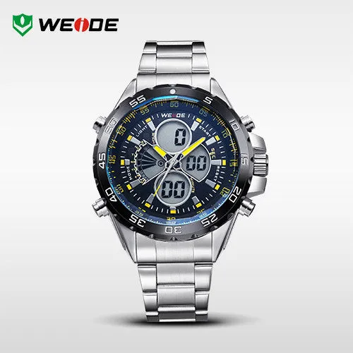 WEIDE Original Men Sports Watch Full Steel Quartz Military Watches Fashion Diver Waterproofed Brand New