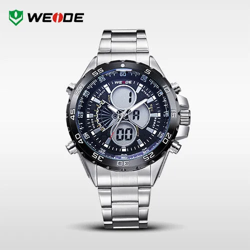 WEIDE Original Men Sports Watch Full Steel Quartz Military Watches Fashion Diver Waterproofed Brand New