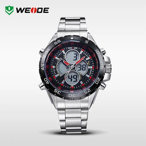 WEIDE Original Men Sports Watch Full Steel Quartz Military Watches Fashion Diver Waterproofed Brand New