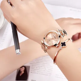 Women's Retro Casual Fashion Stainless Steel Quartz Bracelet Wristwatch